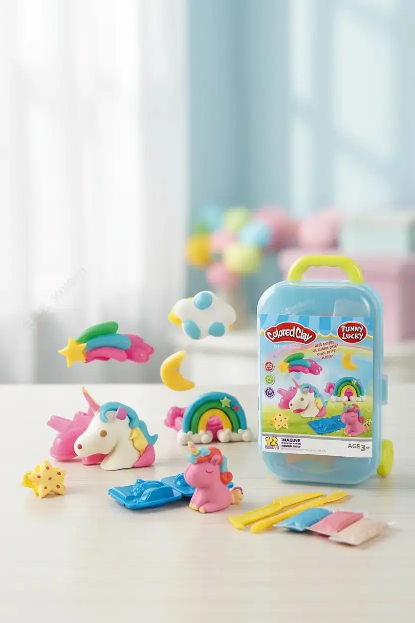 Miniso Lisanslı Oyun Hamuru Seti 12 Renk – Bavul Serisi Unicorn Temalı Eğlenceli Set
