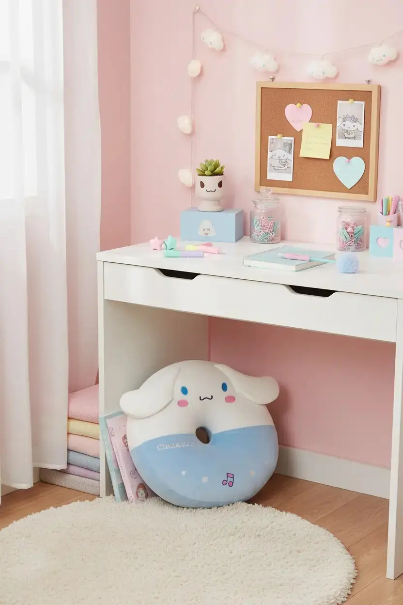Sanrio Lisanslı Cinnamoroll Oturma Minderi Yumuşak Konforlu Dekoratif Tasarım 36x40 Cm