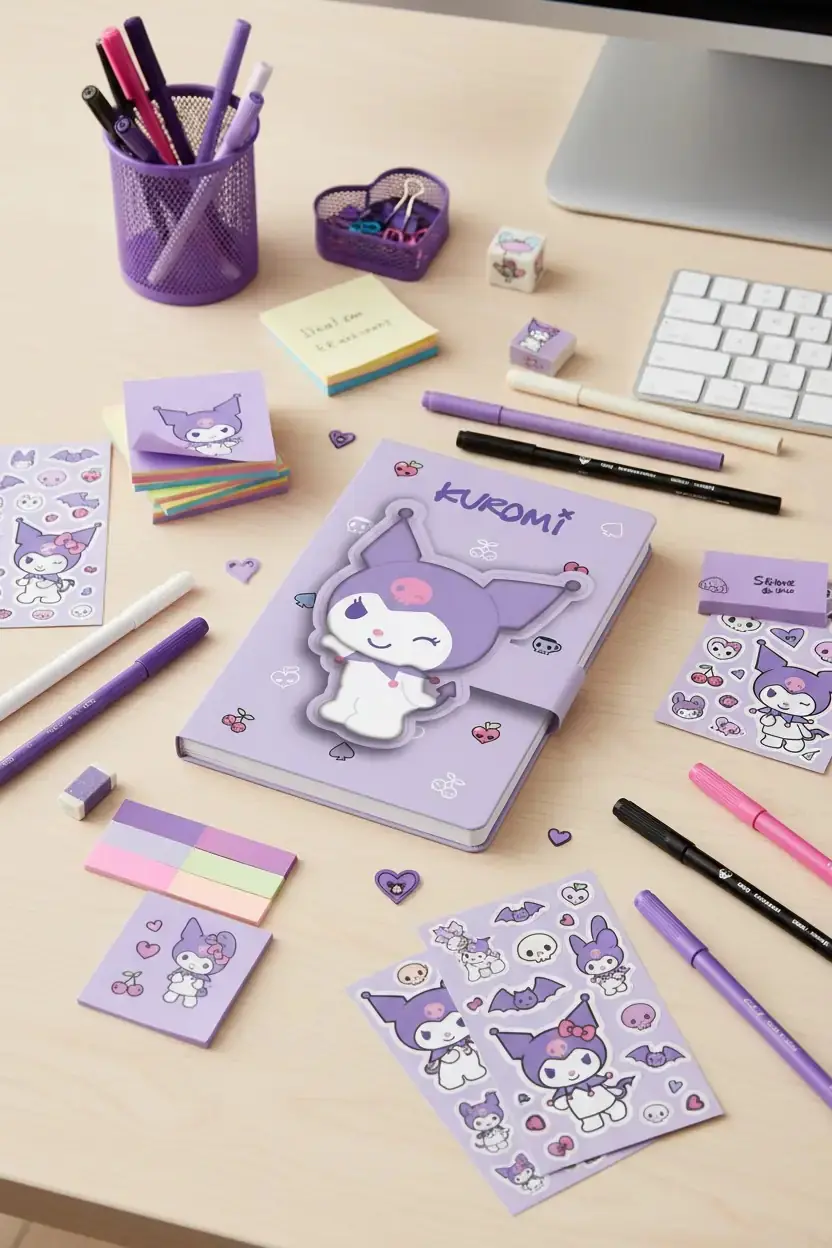 Sanrio Lisanslı Kuromi A5 Not Defteri 3D Figürlü Mıknatıslı 20.5 Cm