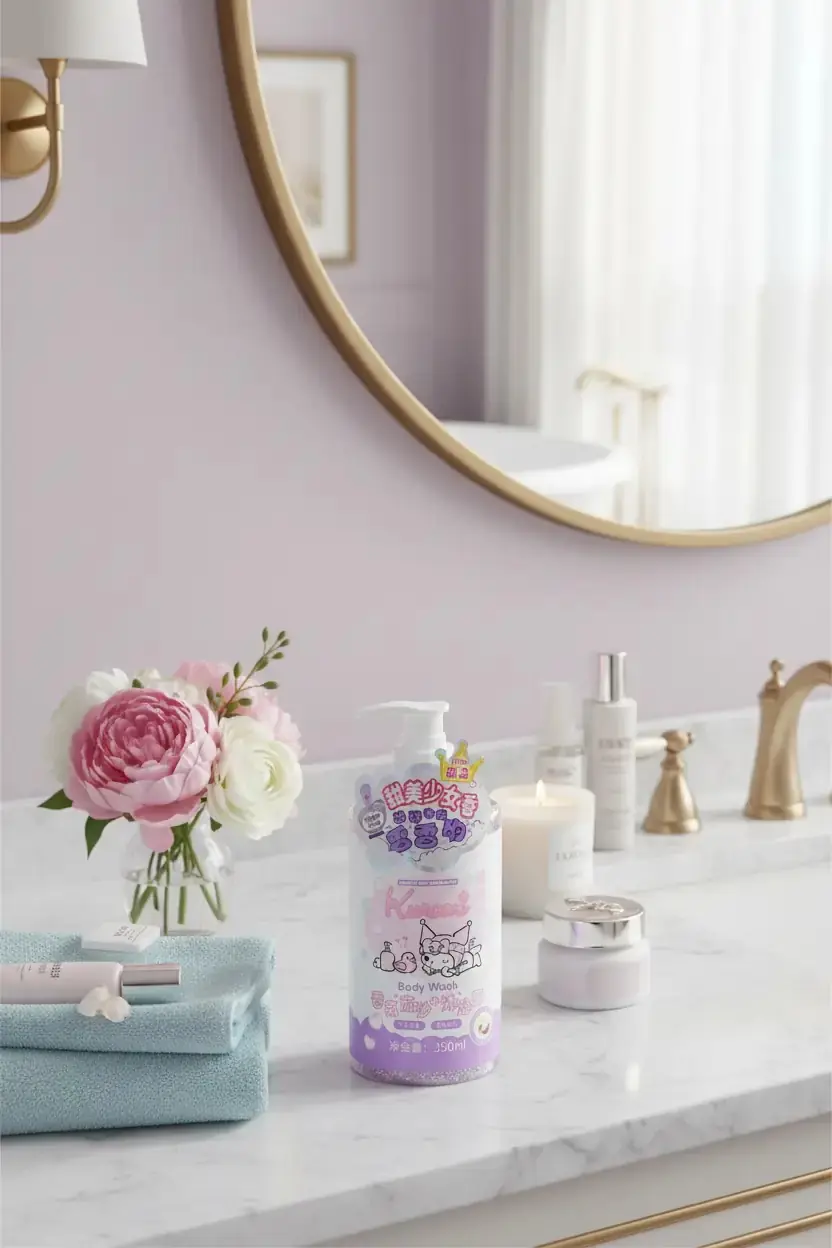 Sanrio Lisanslı Kuromi Işıltılı Duş Jeli 350 ml – Avokado ve Hindistan Cevizi Özlü