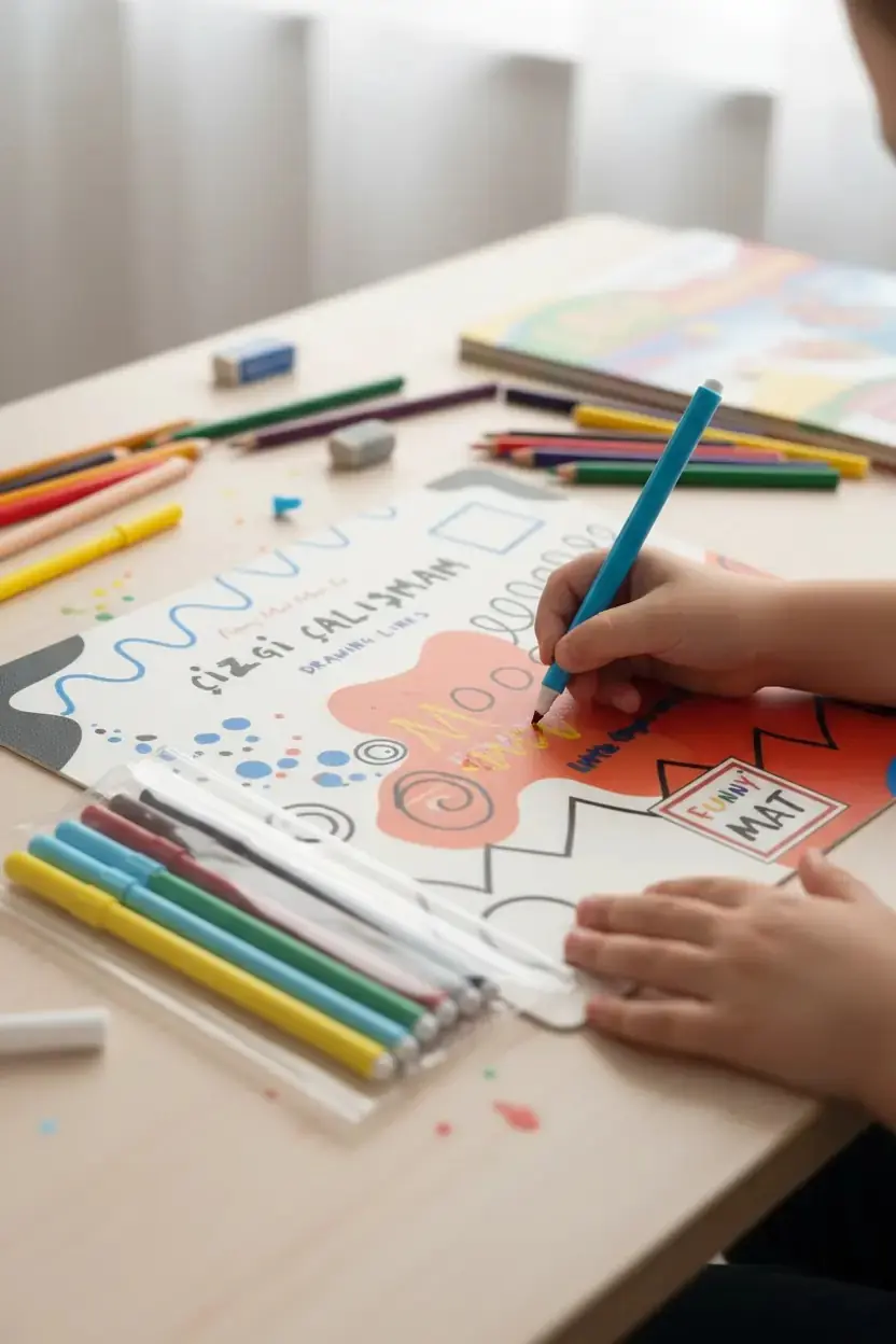 Akademi Çocuk Mini Funny Mat Çizgi Çalışmam – 6 Kalemli Eğitici Aktivite Seti