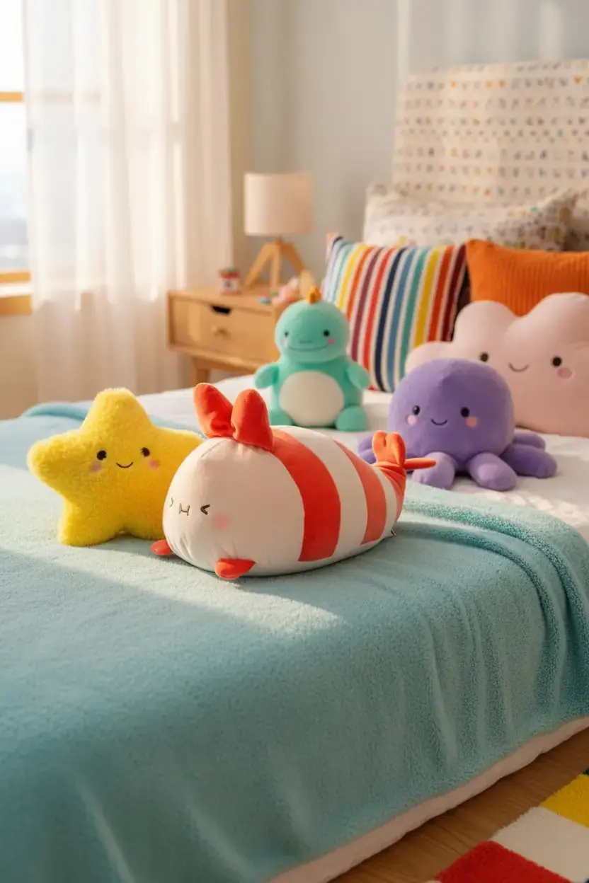 Miniso Lisanslı Sevimli Karides Peluş Oyuncak – Yumuşak Dokulu Dekoratif Koleksiyon Figürü 17 Cm