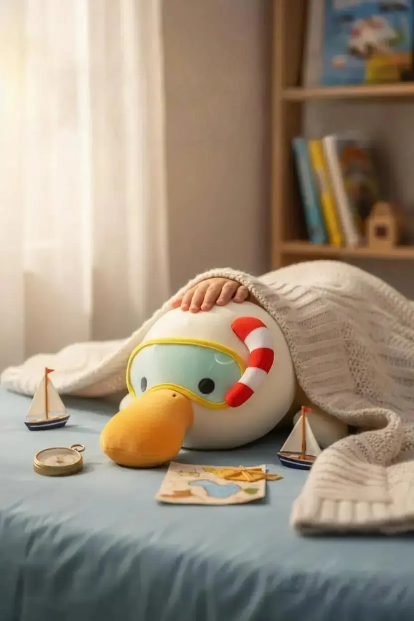 Miniso Lisanslı Dalış Ördeği Serisi Peluş Oyuncak – Şnorkelli Yumuşak Tasarım Uyku Arkadaşı 38 Cm