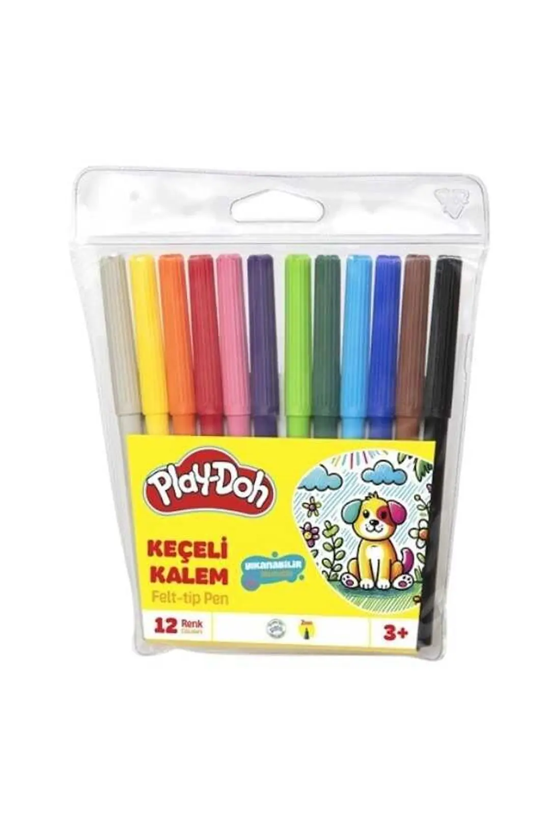 Play-Doh Keçeli Kalem 12 Renk 2 mm – Canlı Renkli Çizim ve Boyama Seti