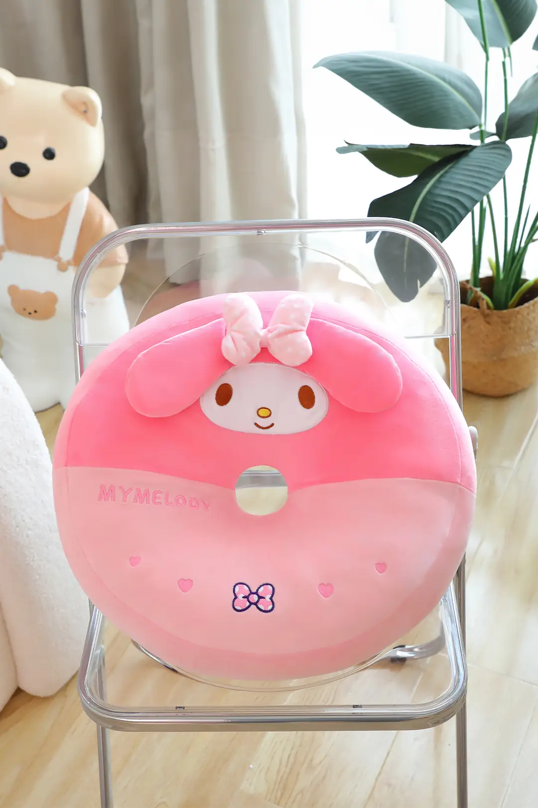 Sanrio Lisanslı Yuvarlak Peluş Yastık My Melody Dekoratif Yastık 40 cm