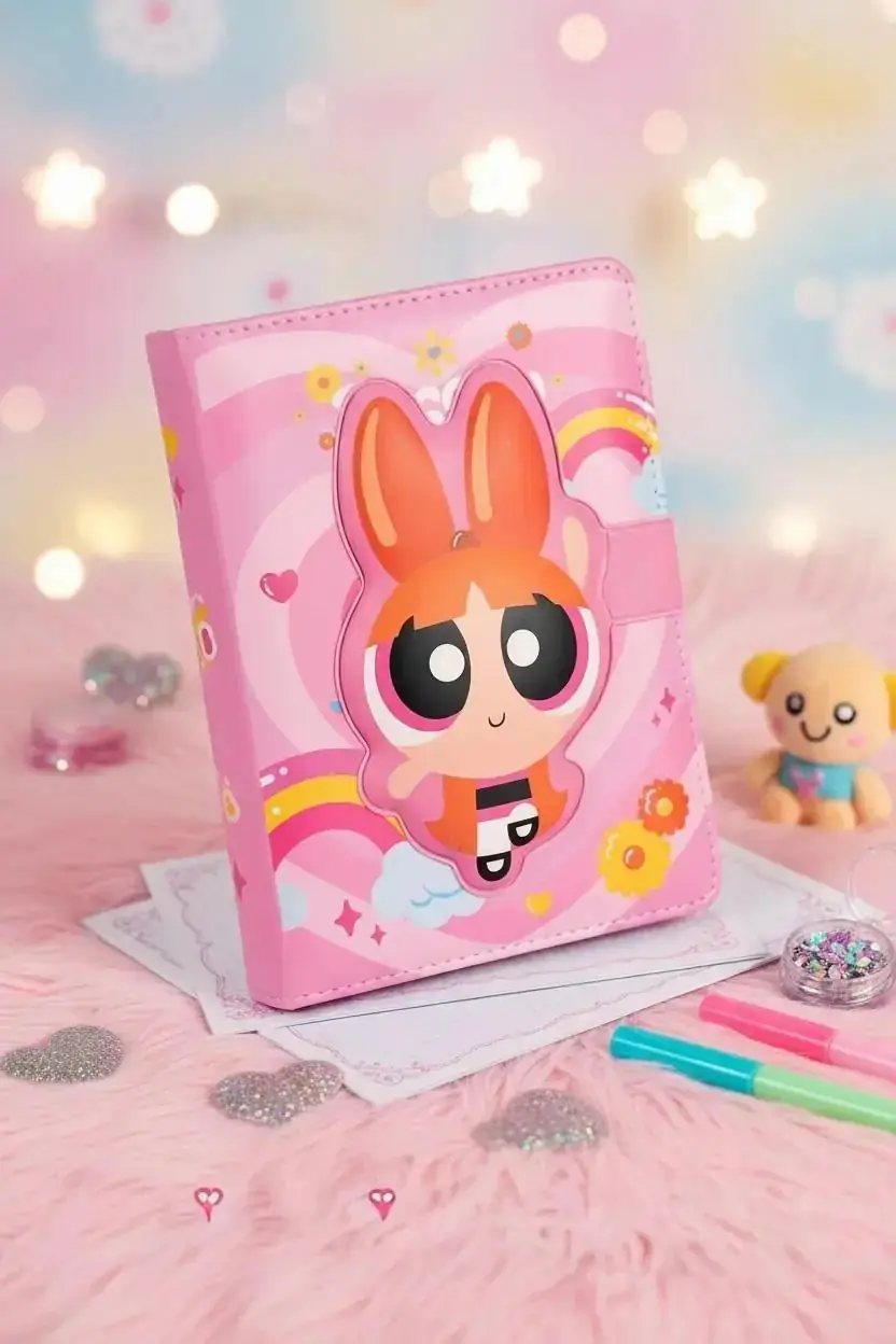 Powerpuff Girls Blossom Lisanslı Manyetik Kapaklı Not Defteri – Mıknatıslı Koruma Ve Pu Kaplama 18 Cm