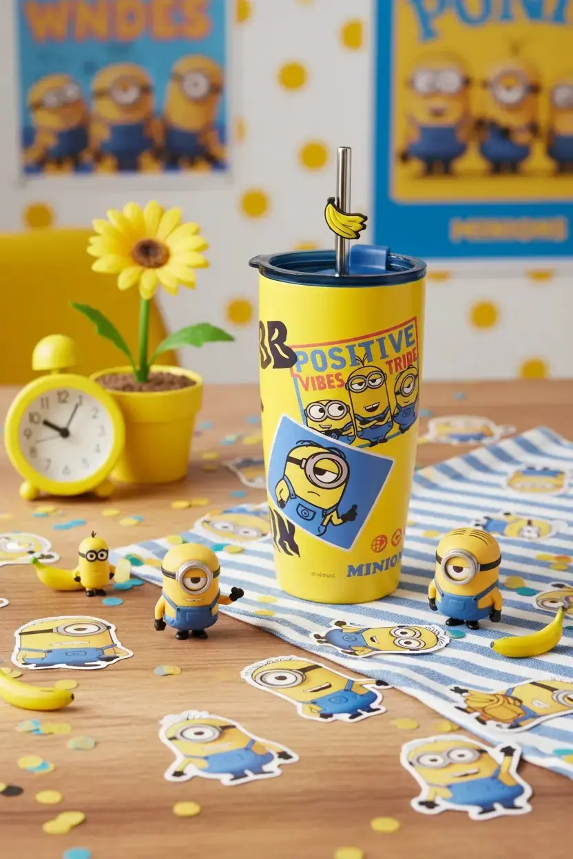 Minions Lisanslı Pipetli Çelik Matara 530 ML 17 CM