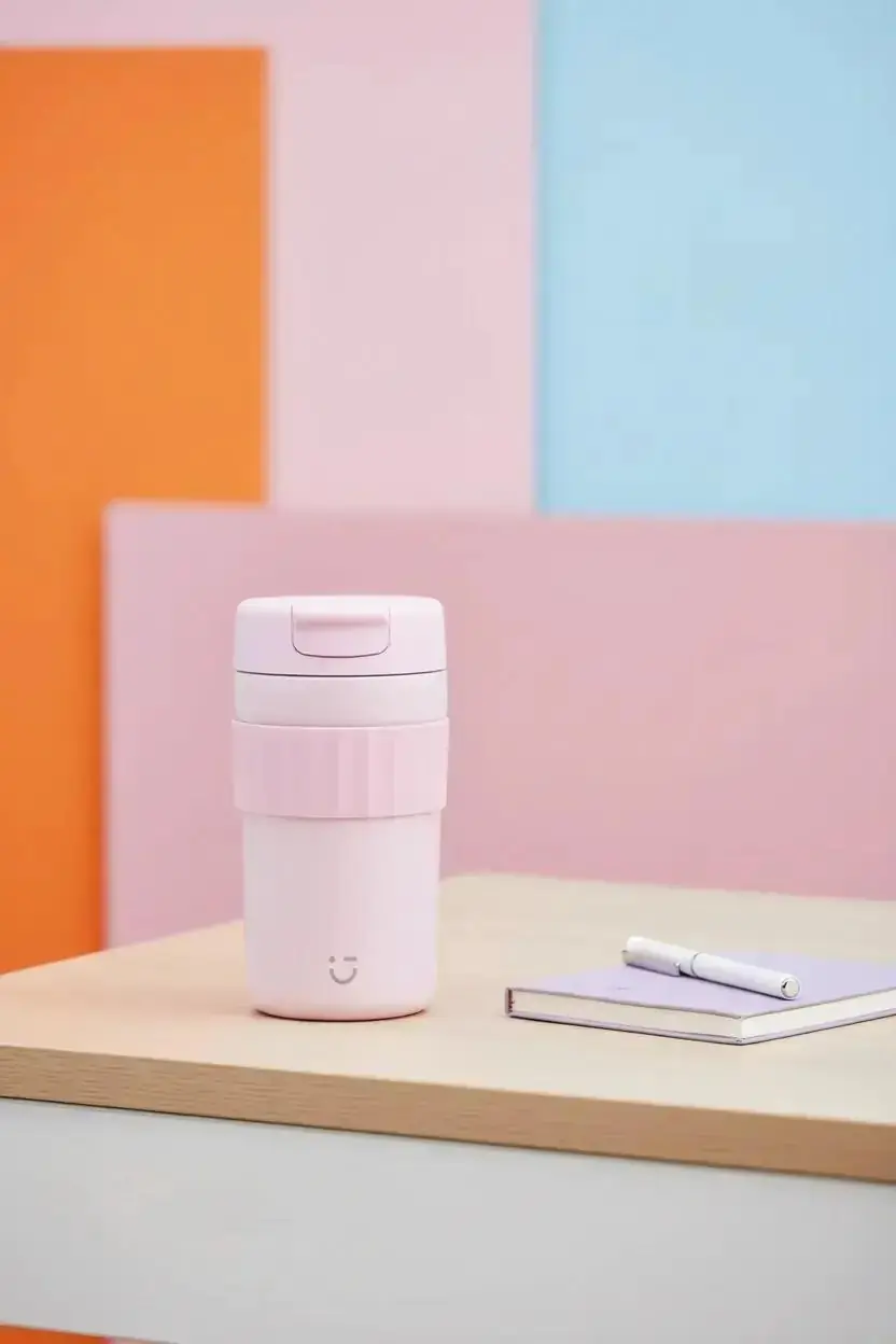 Miniso Lisanslı Minimalist Seri Termos Şişe 450 mL Pembe – Paslanmaz Çelik