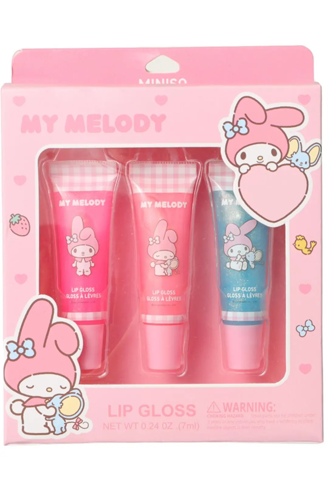 Sanrio Lisanslı My Melody Dudak Parlatıcısı Seti – 3'lü Nemlendirici ve Işıltılı