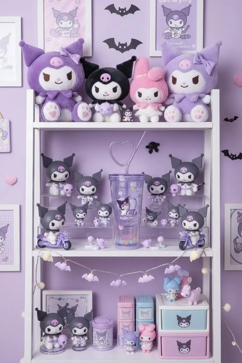 Sanrio Lisanslı Kuromi Tatlı Fabrikası Serisi Kalp Pipetli Çift Duvarlı Plastik Şişe 440 ml