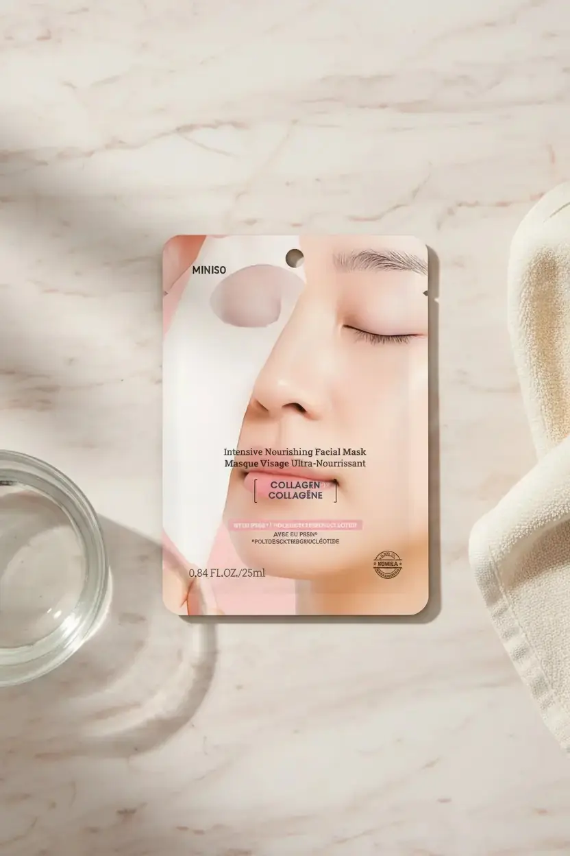 Miniso Lisanslı Yoğun Besleyici Yüz Maskesi – Hidrolize Kolajen Temalı Kağıt Maske