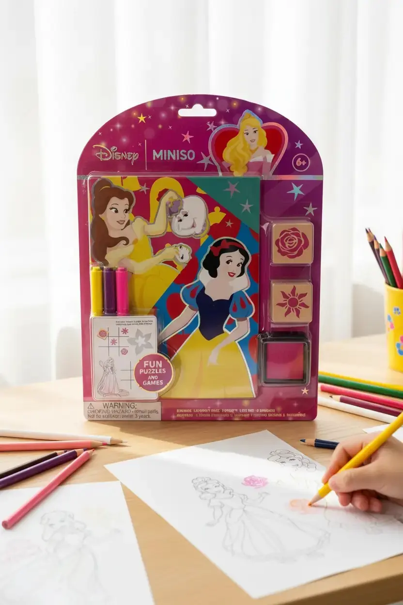 Disney Prenses Lisanslı Damga Çizim Seti – Aktivite Kitabı & 3'lü Damga Seti