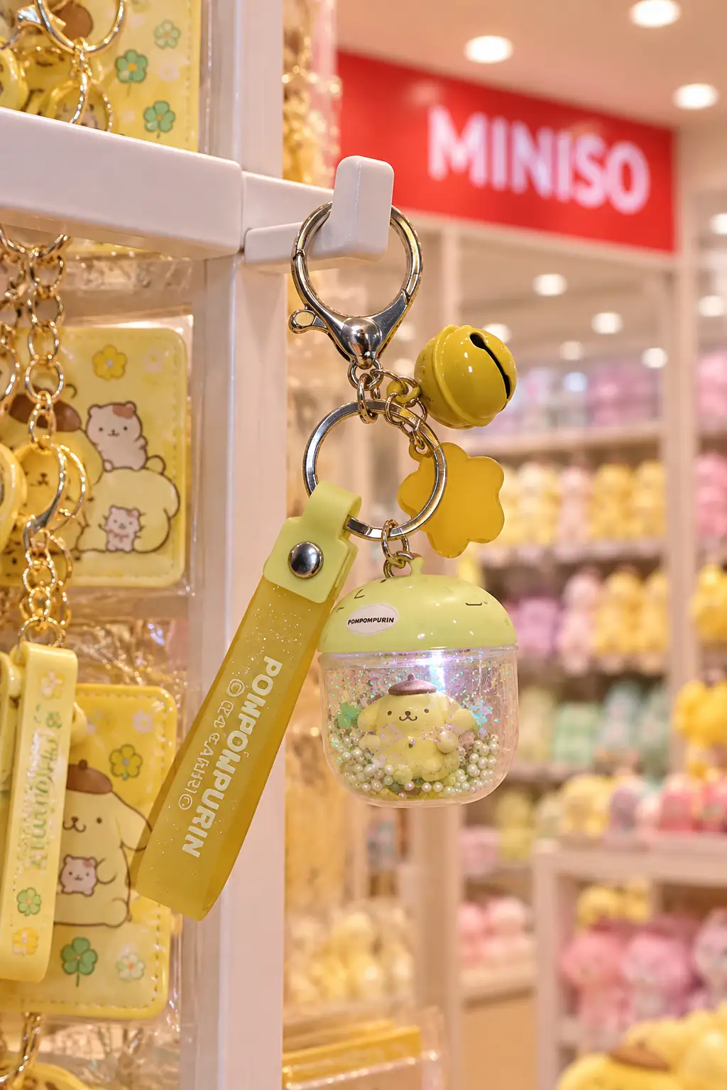 Sanrio Lisanslı Pompompurin Çiçek Perisi Serisi LED Işıklı Sallantılı Figür Anahtarlık ve Çanta Süsü