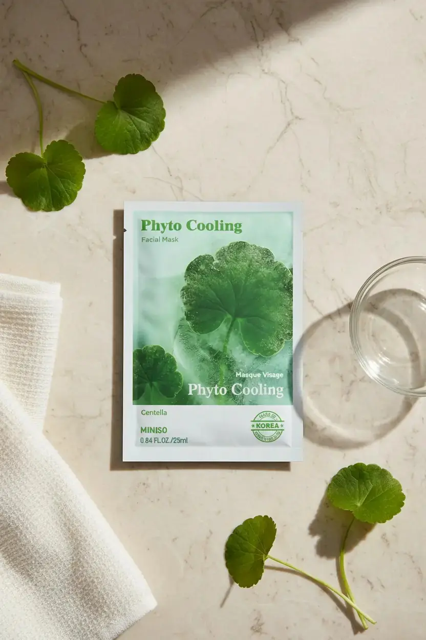 Miniso Lisanslı Bitkisel Ferahlatıcı Yüz Maskesi – Centella Temalı Kağıt Maske