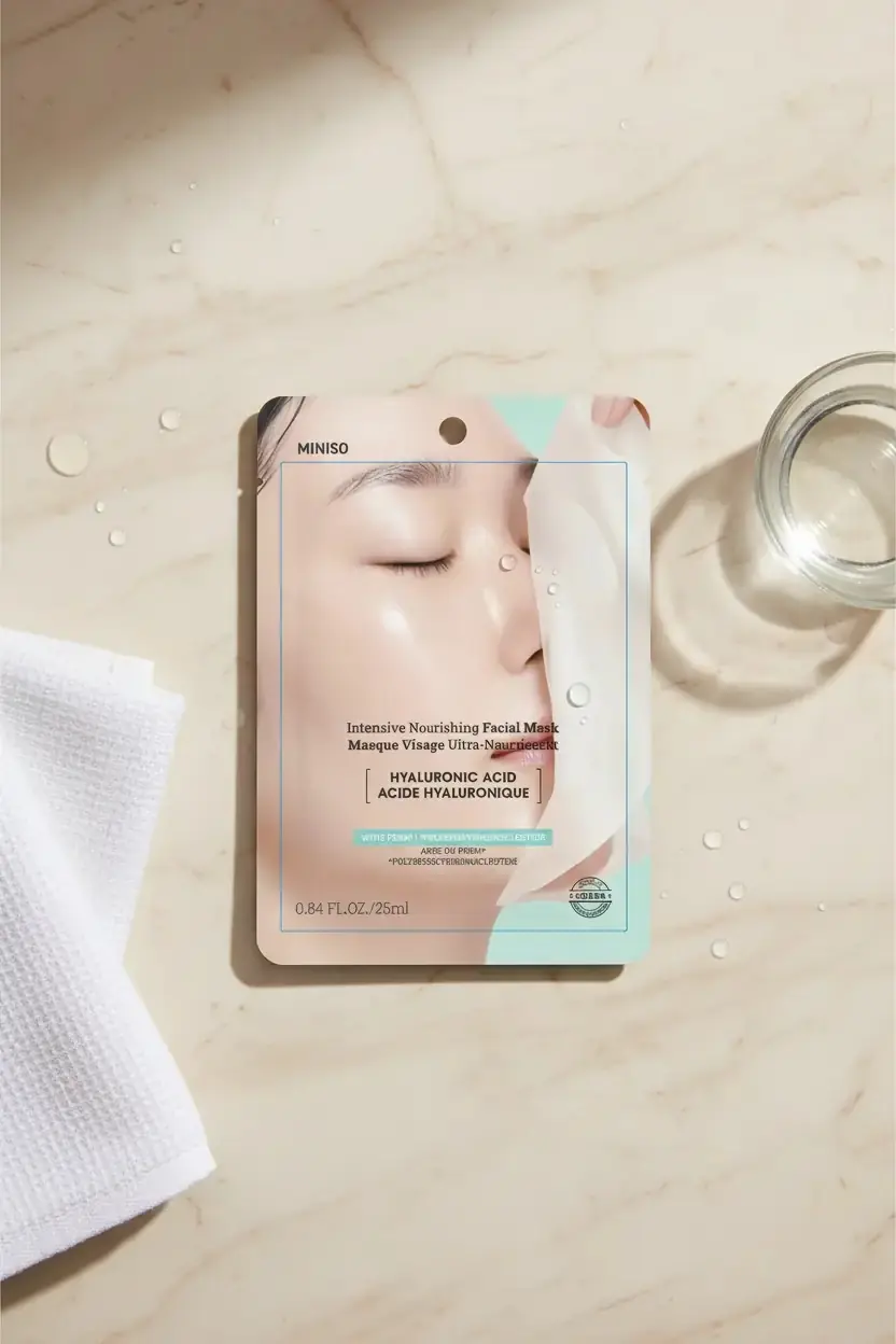 Miniso Lisanslı Yoğun Besleyici Yüz Maskesi – Hyalüronik Asit Temalı Kağıt Maske