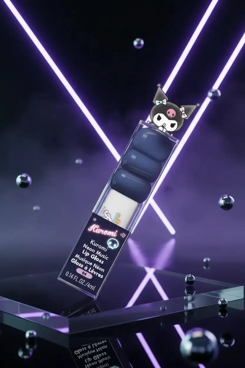 Sanrio Lisanslı Kuromi Neon Music Dudak Parlatıcısı 04 – Parlak ve Nemli Görünüm
