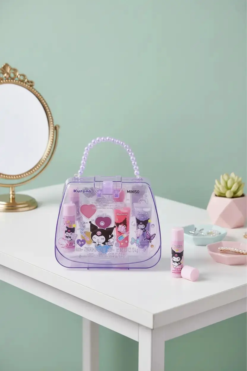 Sanrio Lisanslı Kuromi Orta Boy Çanta Şeklinde Makyaj Seti – Eğlenceli Tasarım