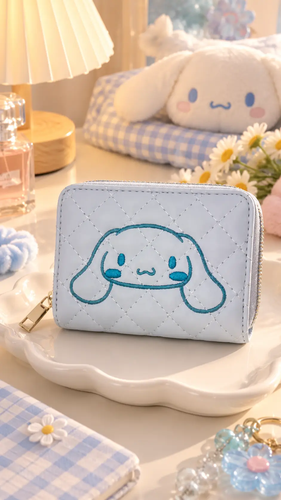 Sanrio Lisanslı Cinnamoroll Sevimli Fermuarlı Kartlık Cüzdan 11 Cm