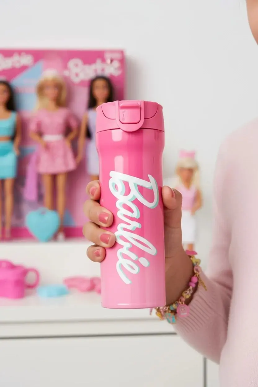Barbie Lisanslı Işıltı Serisi Otomatik Kapaklı Termos - 420 ml