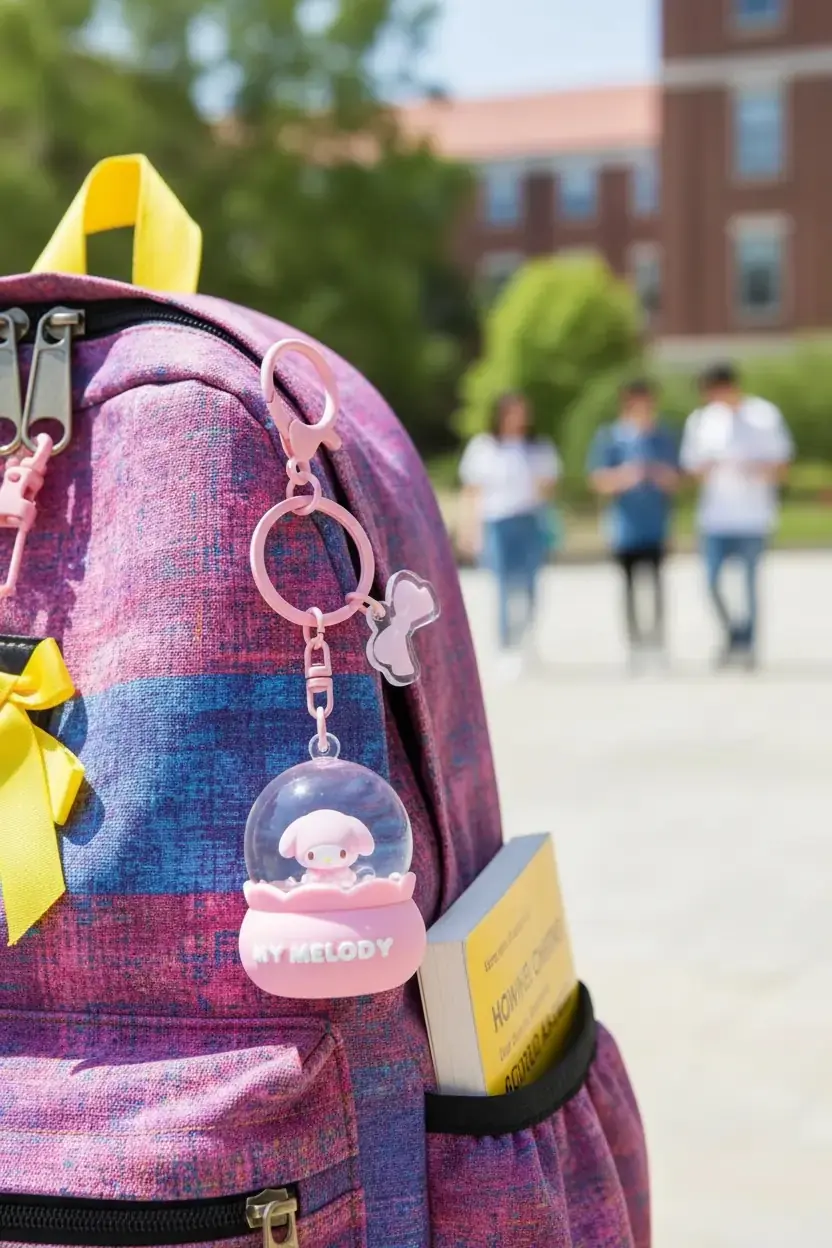 Sanrio Lisanslı My Melody Kristal Top Sıvı Anahtarlık - Hareketli Figürlü ve Işıltılı Çanta Süsü
