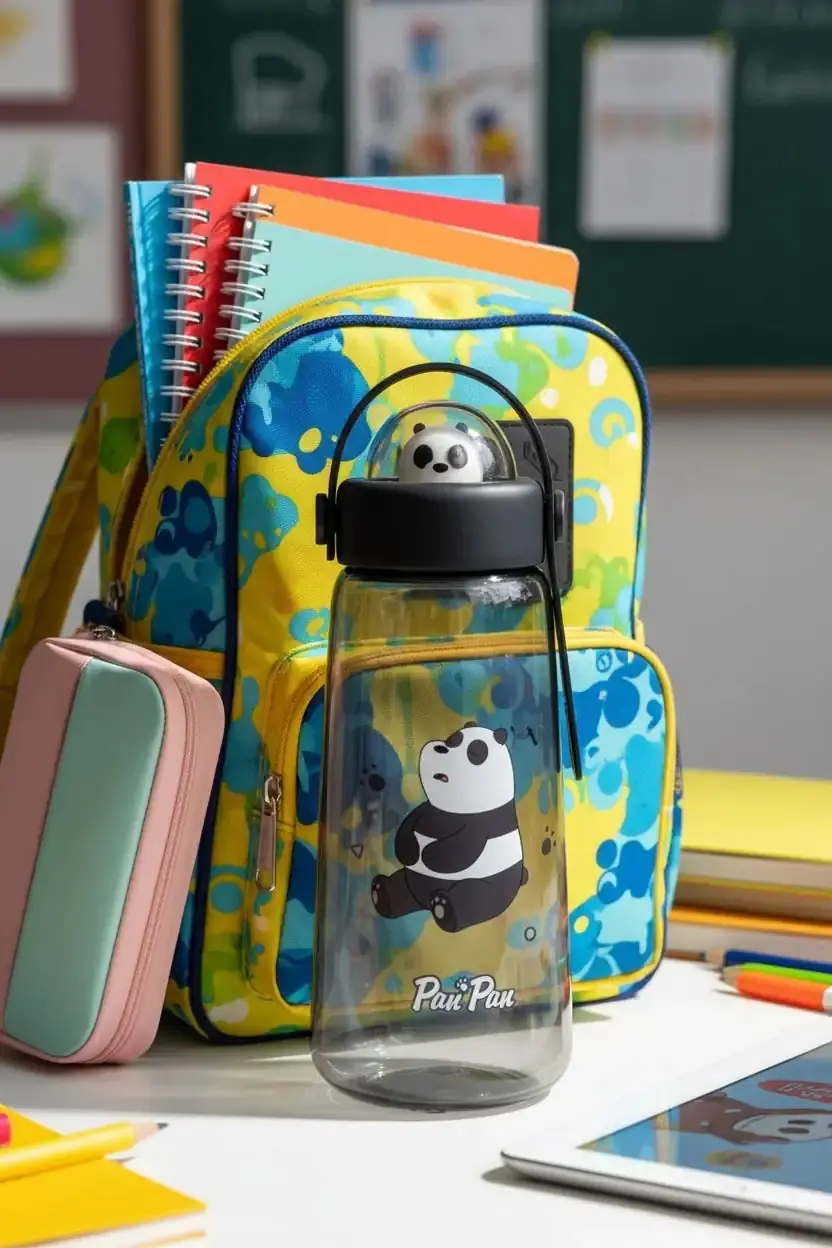 We Bare Bears Lisanslı Panda Su Şişesi – Sızdırmaz ve Dayanıklı Çocuk Matarası 600 ML