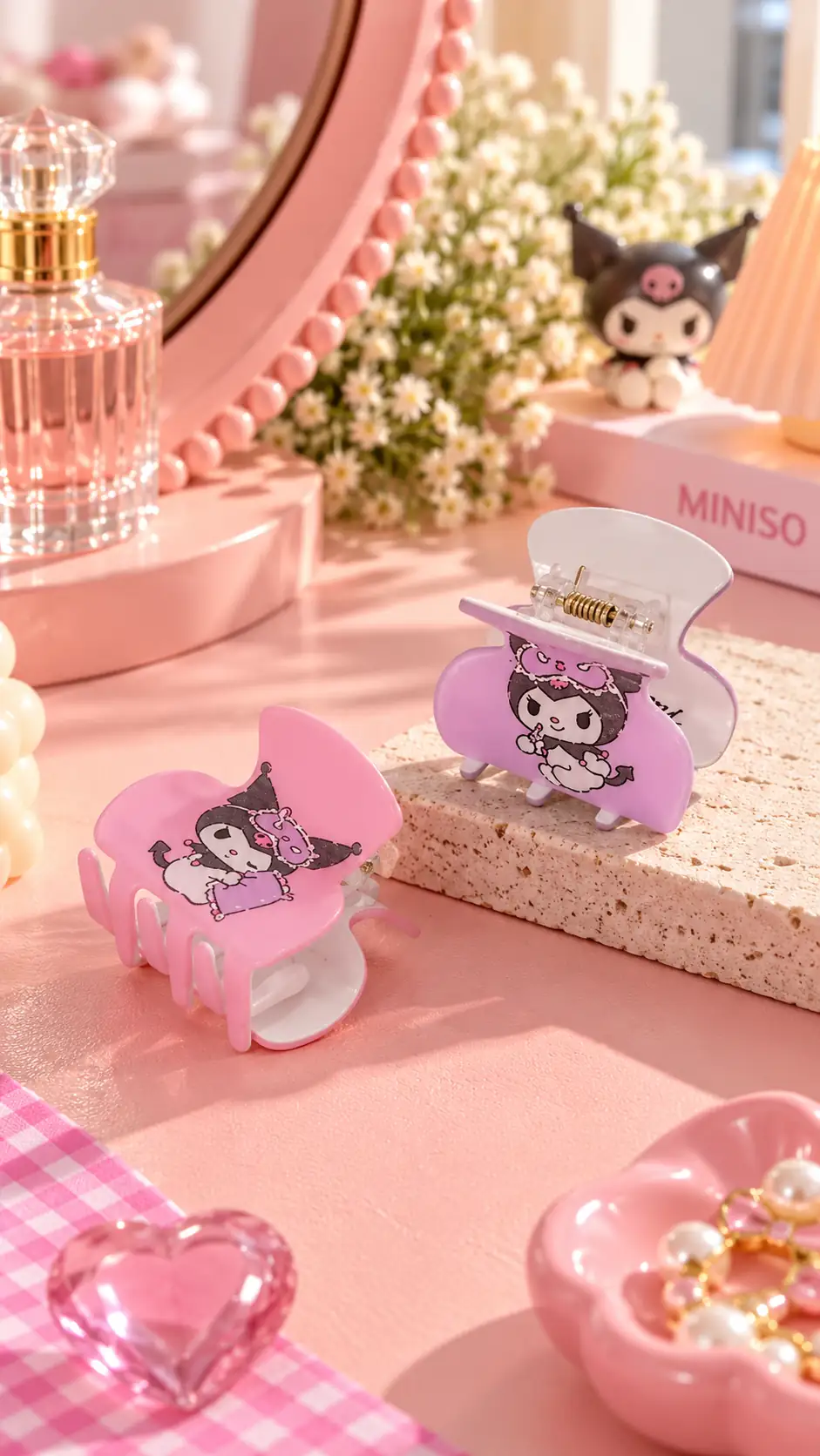 Sanrio Lisanslı Kıskaç Toka Seti Kuromi Mor Pembe 4 Cm
