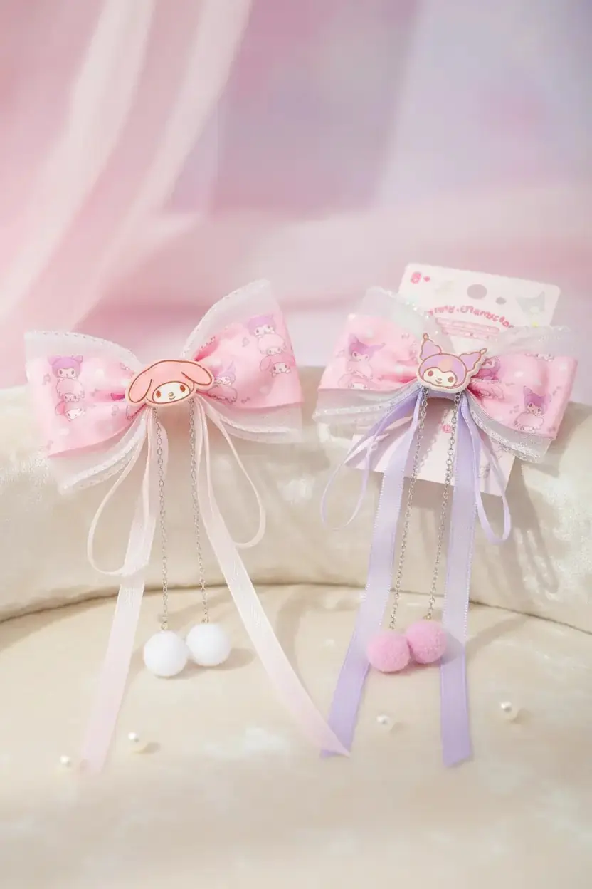 Hello Kitty Lisanslı Fiyonklu Saç Tokası – Sallantılı Detaylı & Romantik