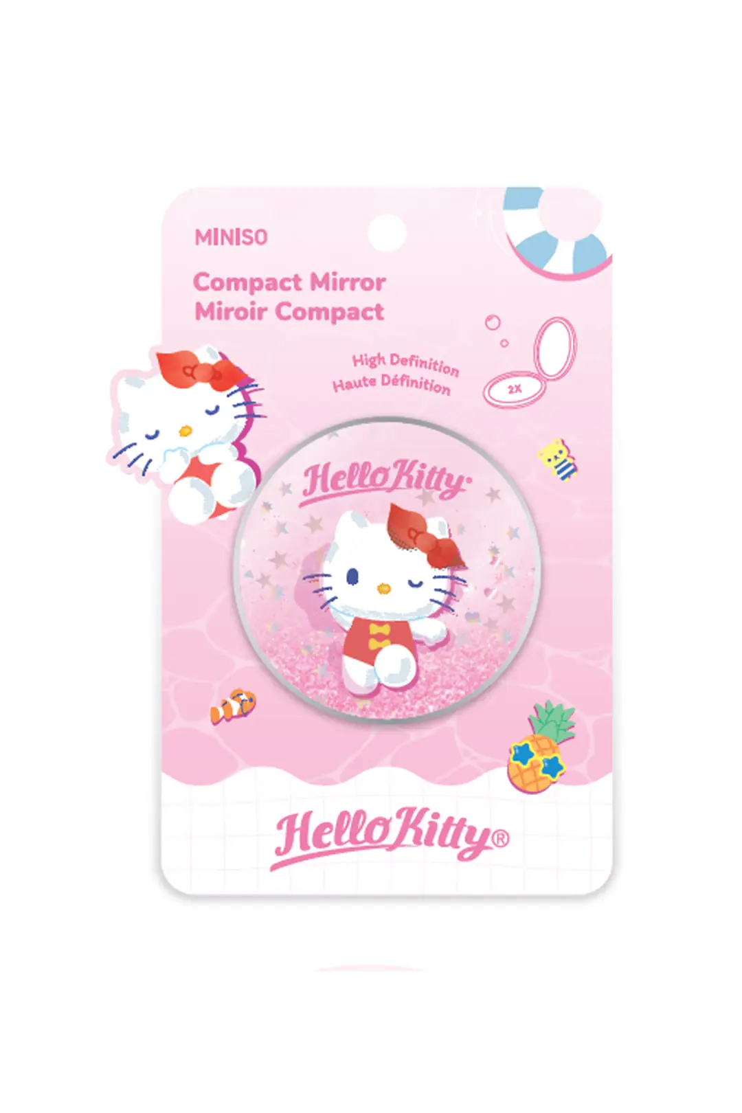 Hello Kitty Yazın Tadını Çıkar Katlanabilir Simli Sıvılı Ayna