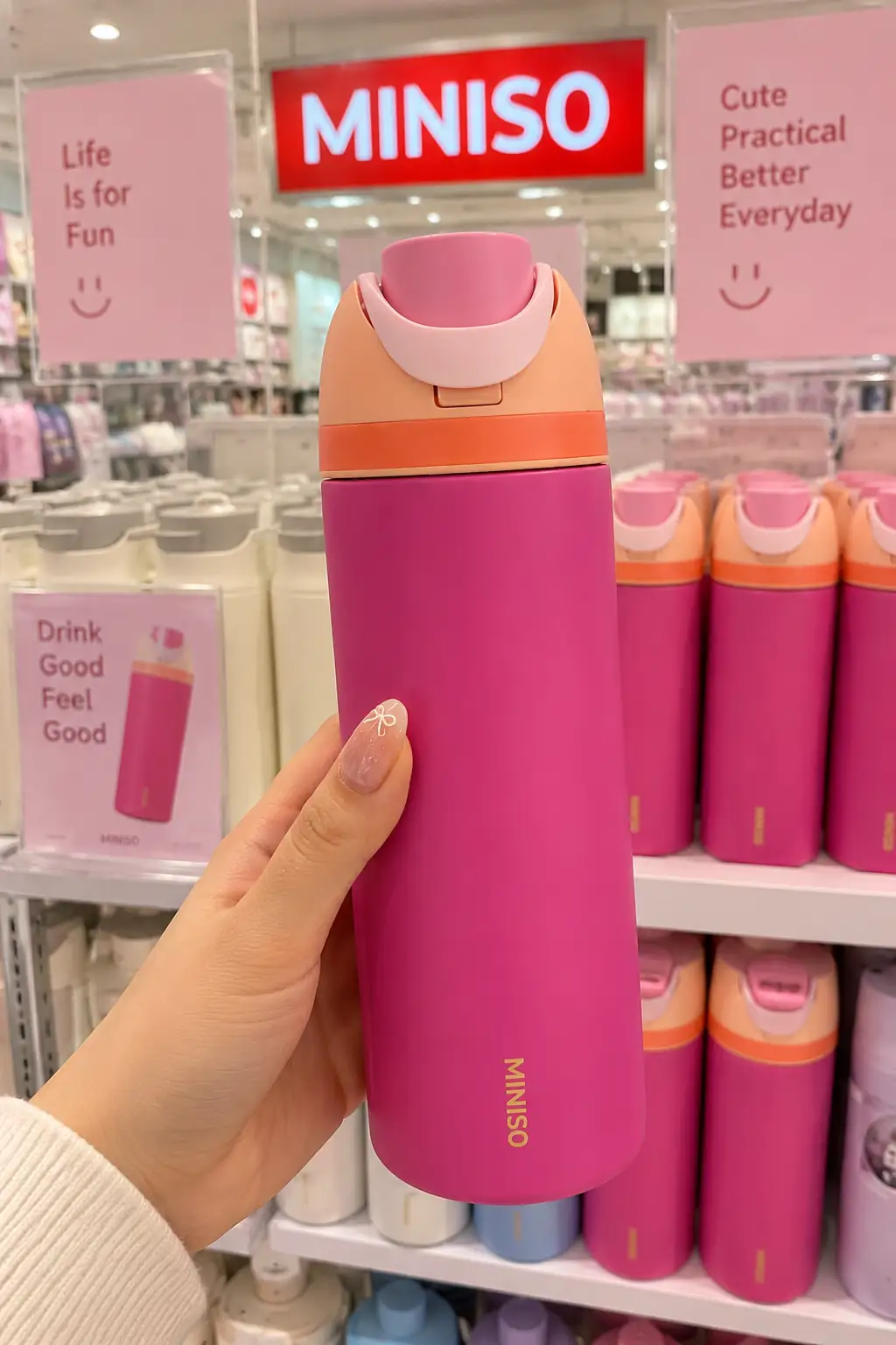 Miniso Lisanslı Dopamin Serisi Pipetli Çelik Termos 720 mL – Renkli ve Pratik