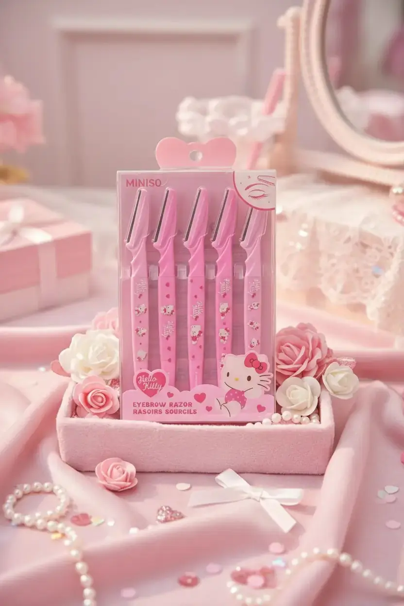 Sanrio Lisanslı Hello Kitty Ve Arkadaşları Pembe Koleksiyonu Paslanmaz Çelik Kaş Usturası