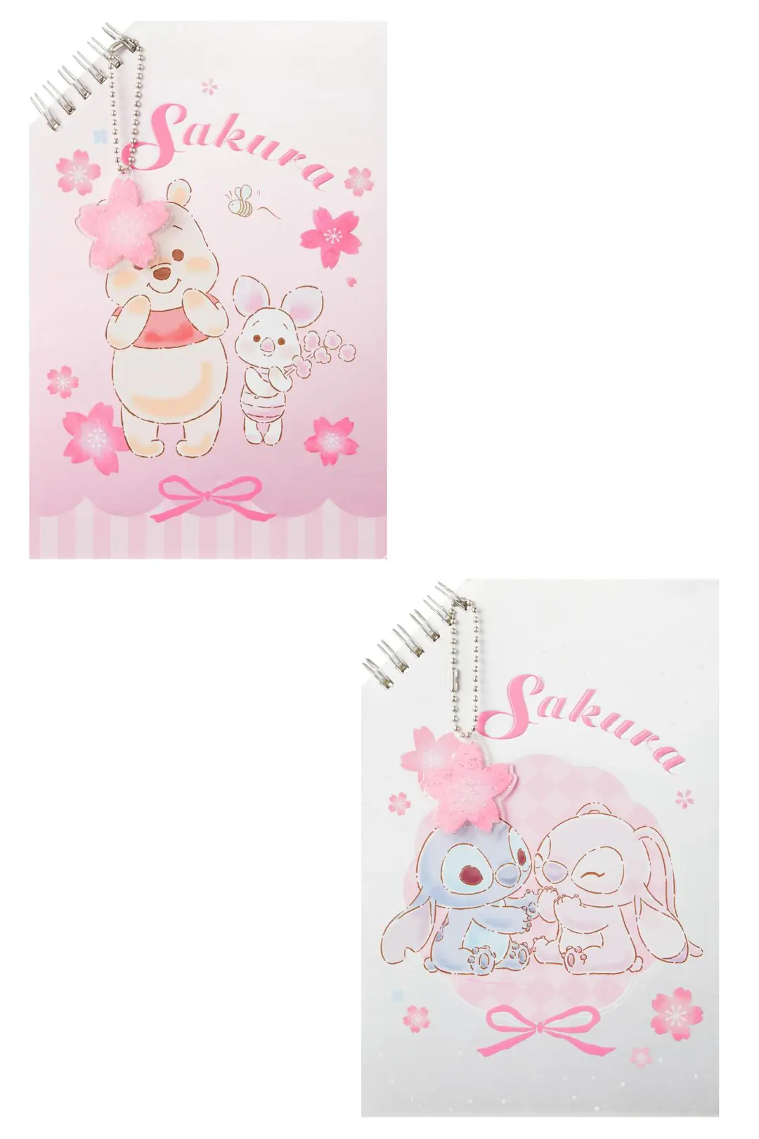 Disney Lisanslı Sakura Sezonu Stitch ve Angel Tel Ciltli 50 Sayfa Spiral Defter