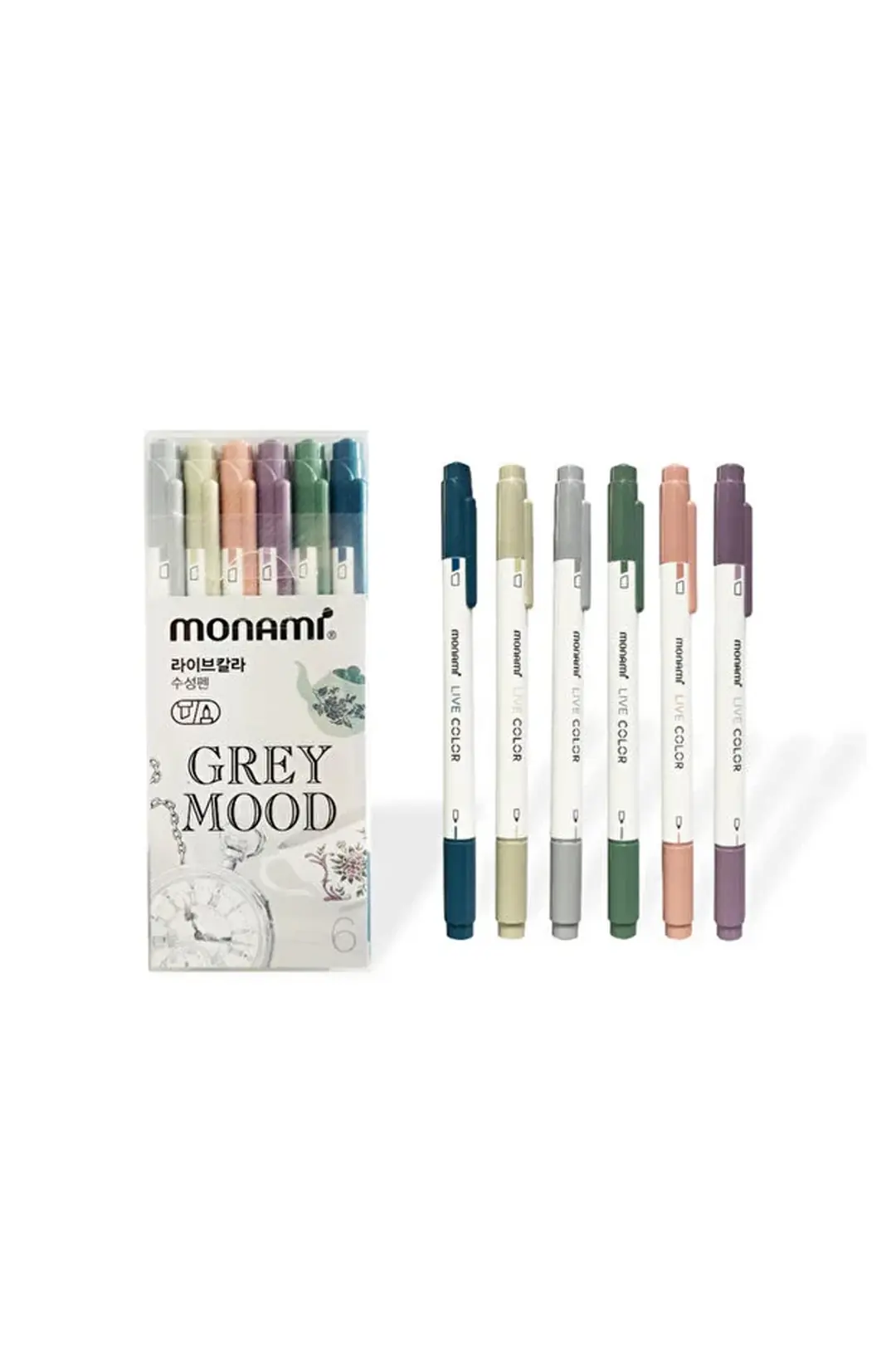 Monami Live Color Çizim Kalemi 6'lı – Grey Mood İnce Uçlu Renkli Kalem Seti