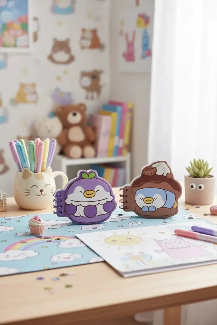 Miniso Lisanslı Pişirme Serisi Figürlü Telli Not Defteri Mini Pen 12.9 Cm