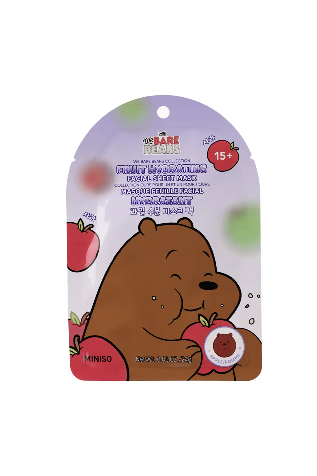 We Bare Bears Lisanslı Elma Özlü Meyveli Nemlendirici Kağıt Maske Ferahlatıcı Bakım