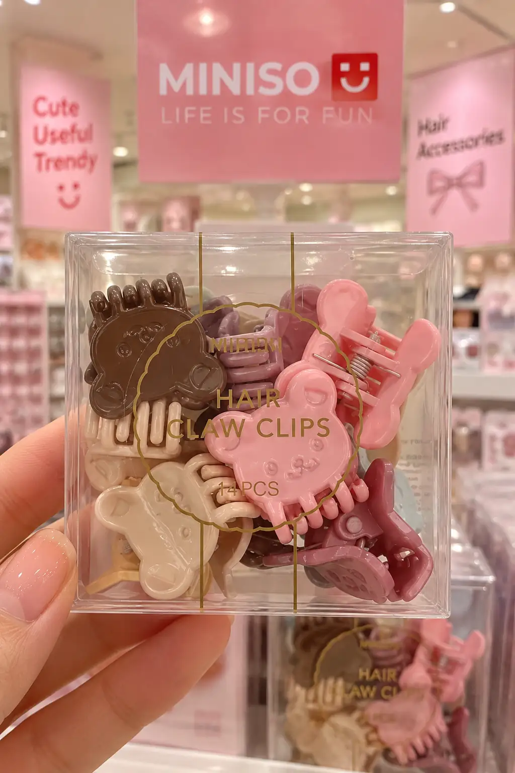 Miniso Lisanslı Sevimli Ayı Mini Saç Pençesi Tokası (14 Adet) – Şeffaf Kutulu & Hafif
