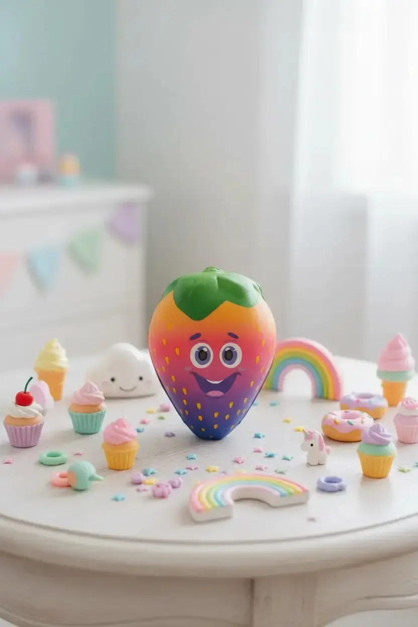 Tusi Squishy Çilek Oyuncak – Yumuşak Sıkılabilir Stres Köpük Oyuncak