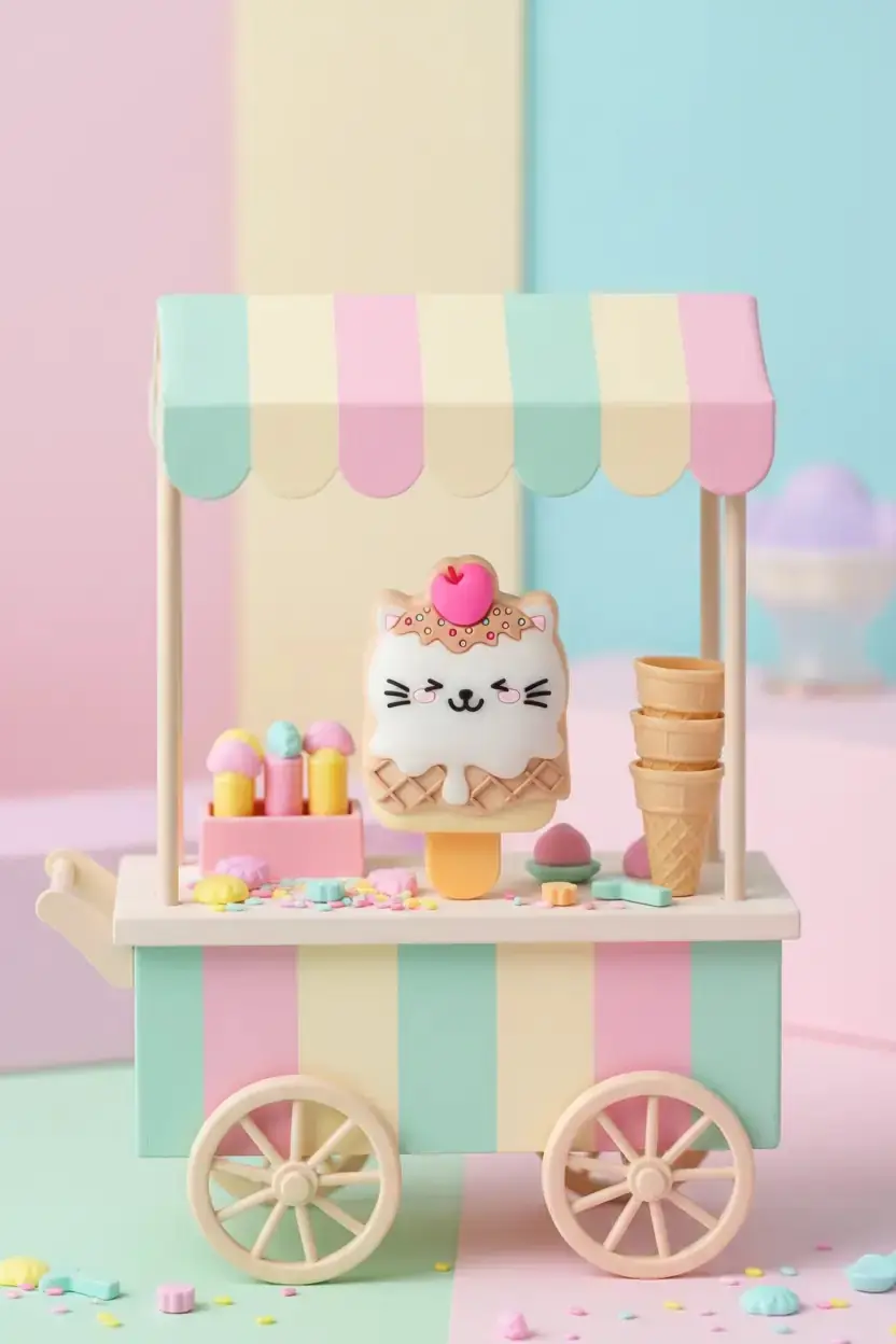Miniso Lisanslı Tatlı Temalı Kedi Dondurma Külahı Lip Gloss – Nemlendirici Dudak Parlatıcısı