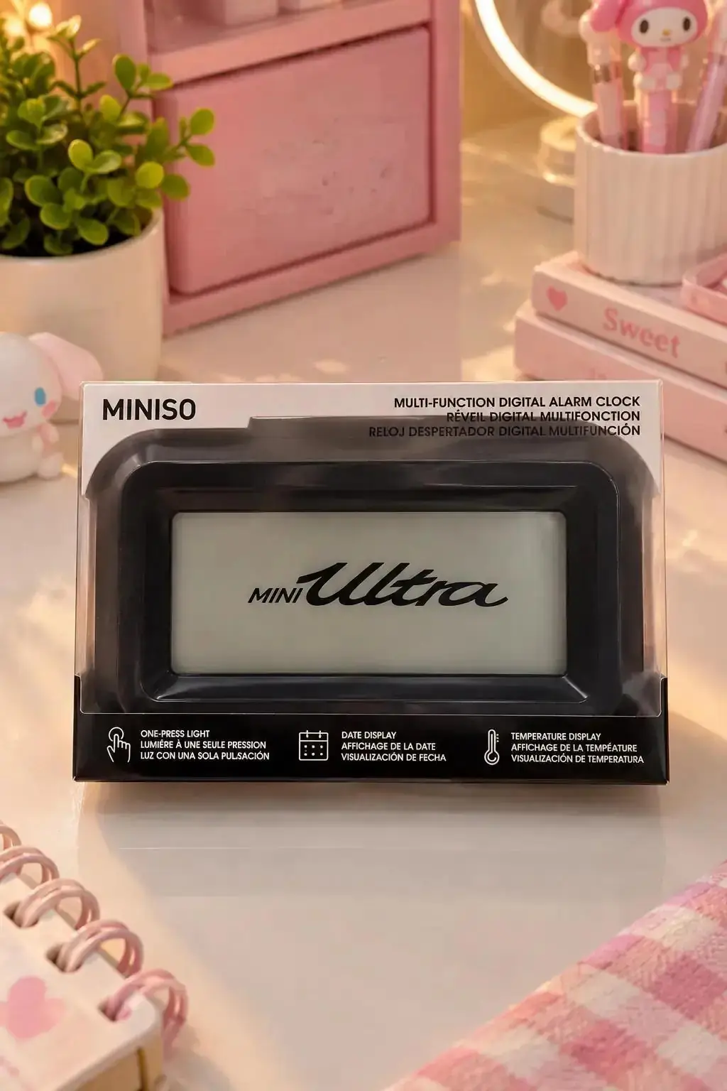 Miniso Lisanslı MINI Ultra Serisi Çok Fonksiyonli Dijital Çalar Saat – Aydınlatmalı Model