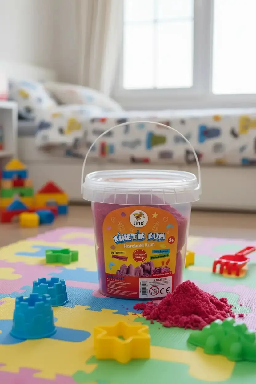 Lino Kinetik Kum 500 Gr – Pembe Kova İle Eğlenceli Ve Yaratıcı Oyun