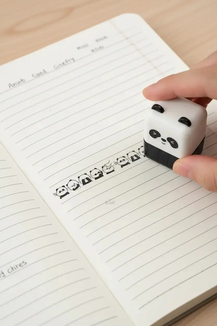Cutie Serisi Roller Stamp Panda – Hızlı Baskı Sunan Dekoratif Kırtasiye Damgası 2.5 Cm
