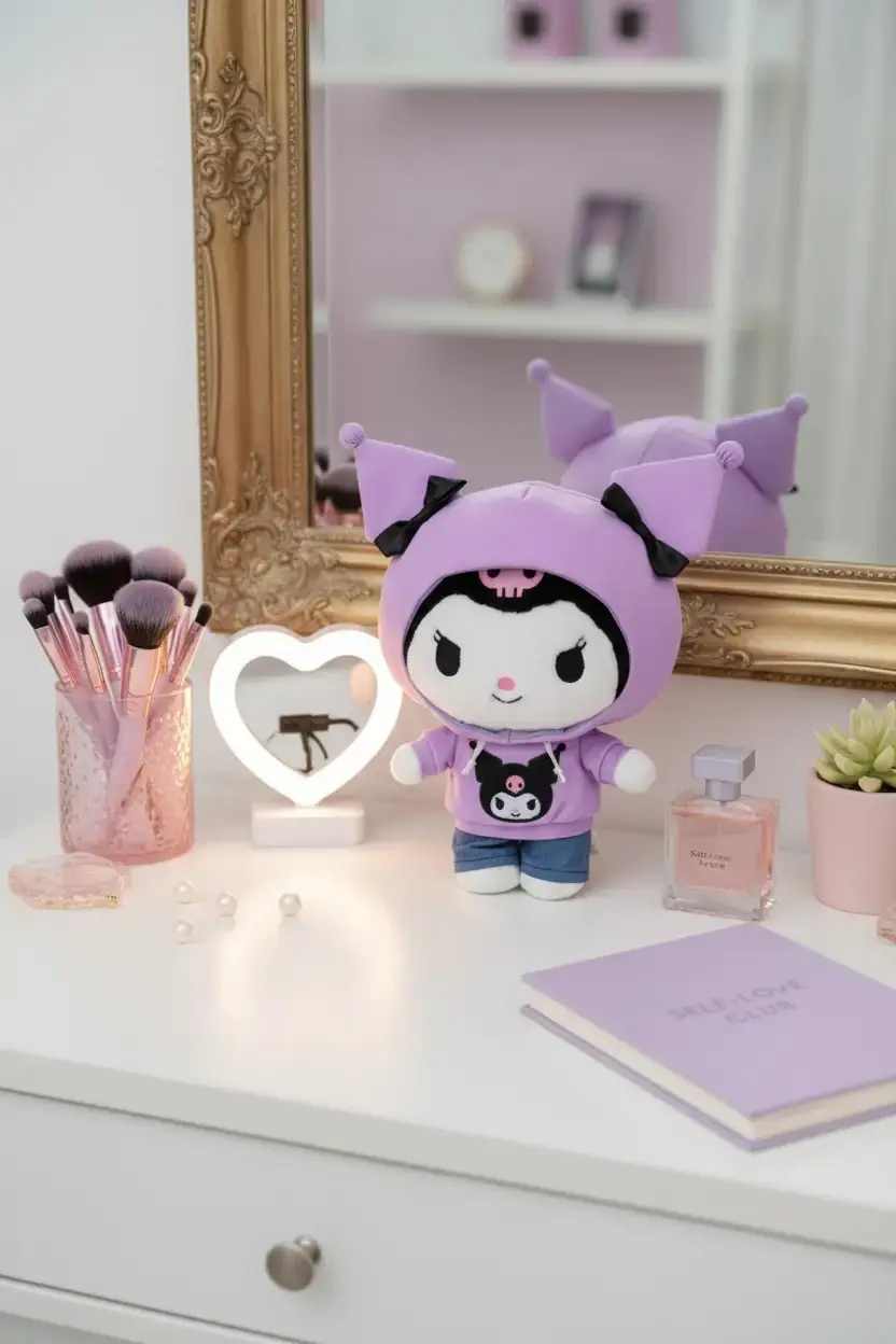 Sanrio Lisanslı Kuromi Citywalk Serisi Ayakta Duran Peluş – 28 cm