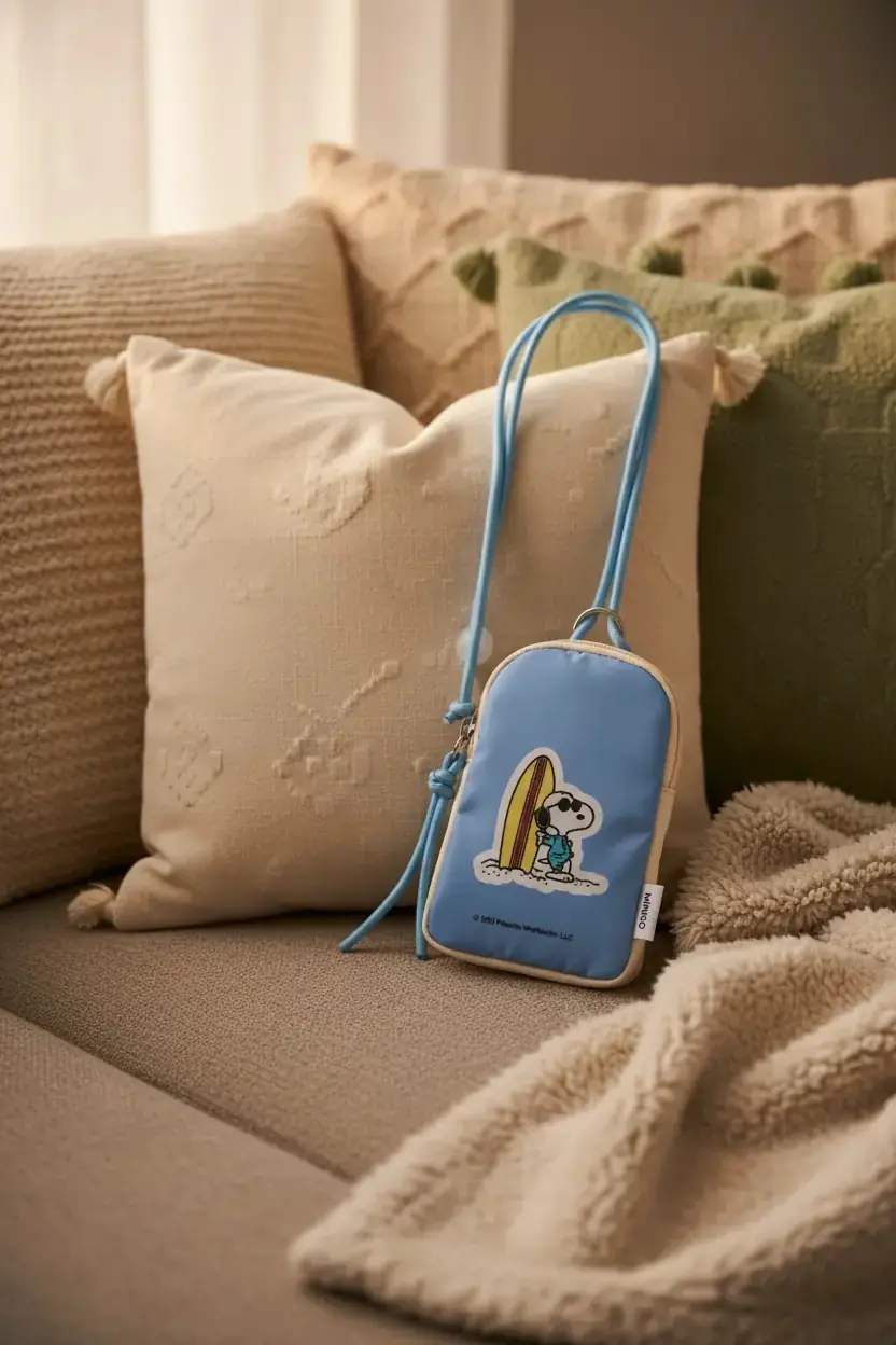 Snoopy Lisanslı Çapraz Bozuk Para Çantası – Günlük Şık Kompakt Tasarım (Mavi) 10 Cm