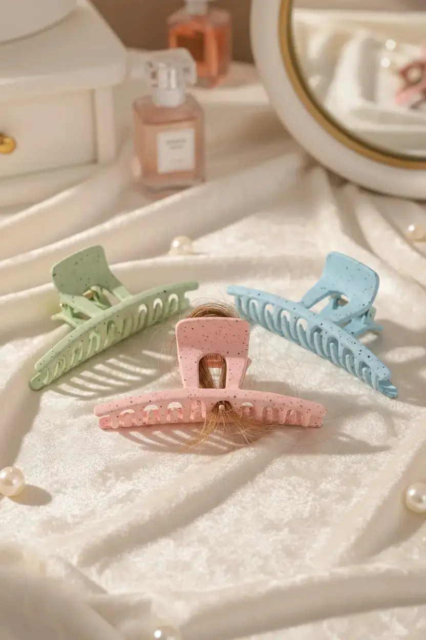 Miniso Lisanslı Basic Mermer Desenli Saç Tokası – Karışık Renk 14 Cm