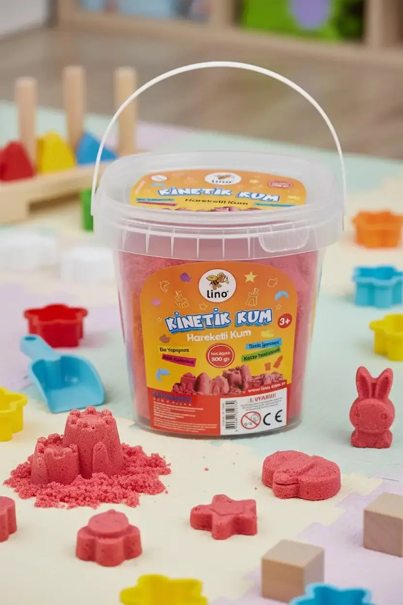 Lino Kinetik Kum 500 Gr – Kırmızı İle Eğlenceli Ve Yaratıcı Oyun