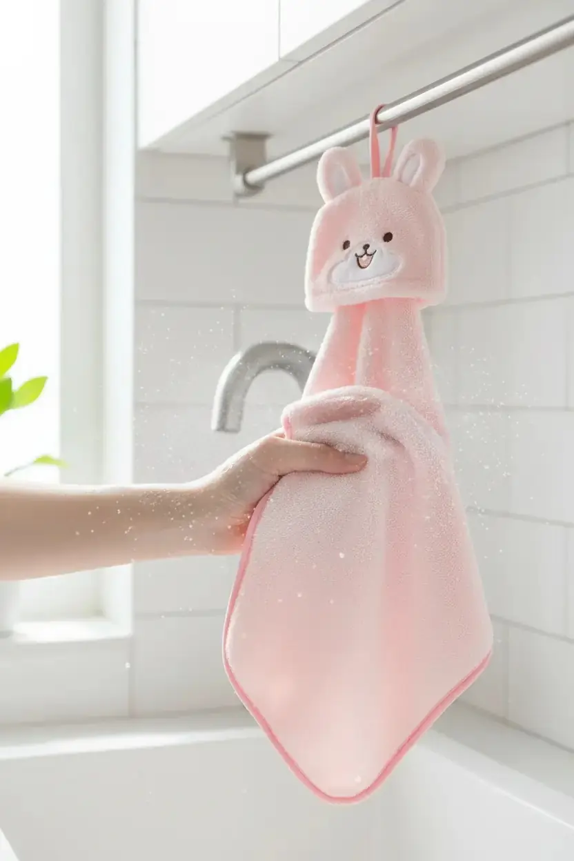Miniso Lisanslı Sevimli Hayvanlar Serisi Tavşan Emici El Havlusu – Mikrofiber Dokulu Askılı Mutfak Ve Banyo Havlusu 30 Cm