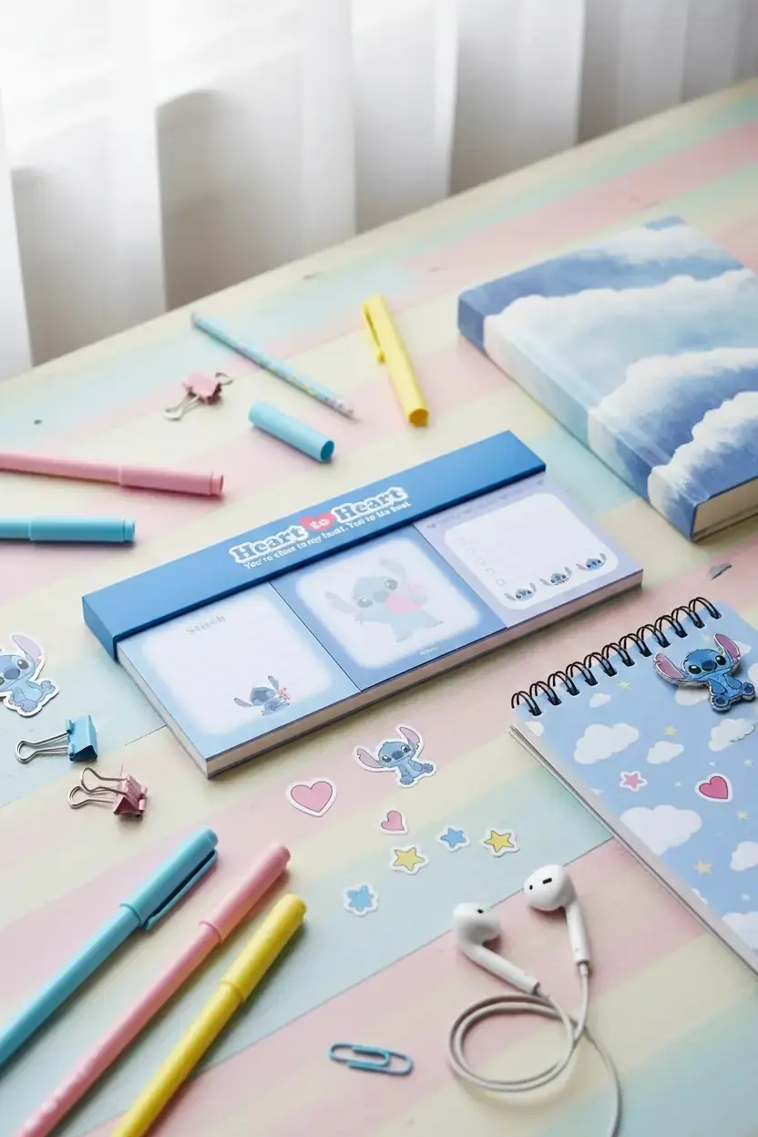 Disney Lisanslı Stitch Not Kağıdı Seti – 150 Yaprak Eğlenceli Tasarım Masaüstü Organizer 15,2 Cm