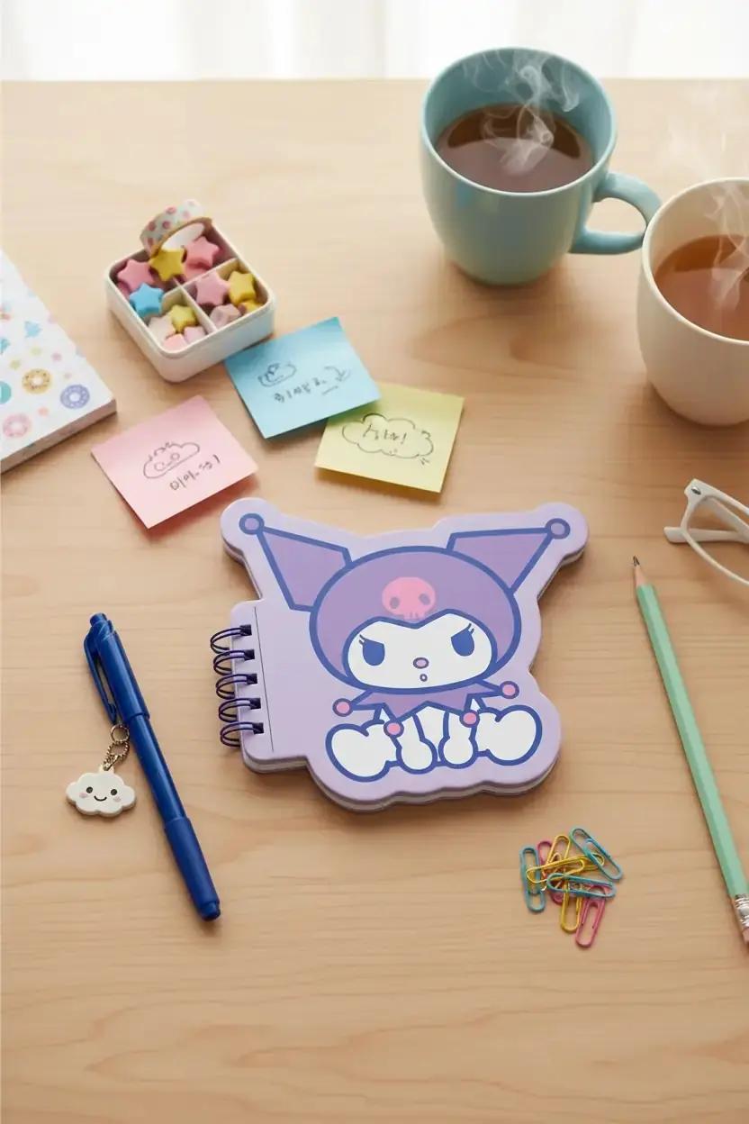 Sanrio Lisanslı Kuromi Figürlü Spiralli Not Defteri 80 Yaprak 12.4 Cm