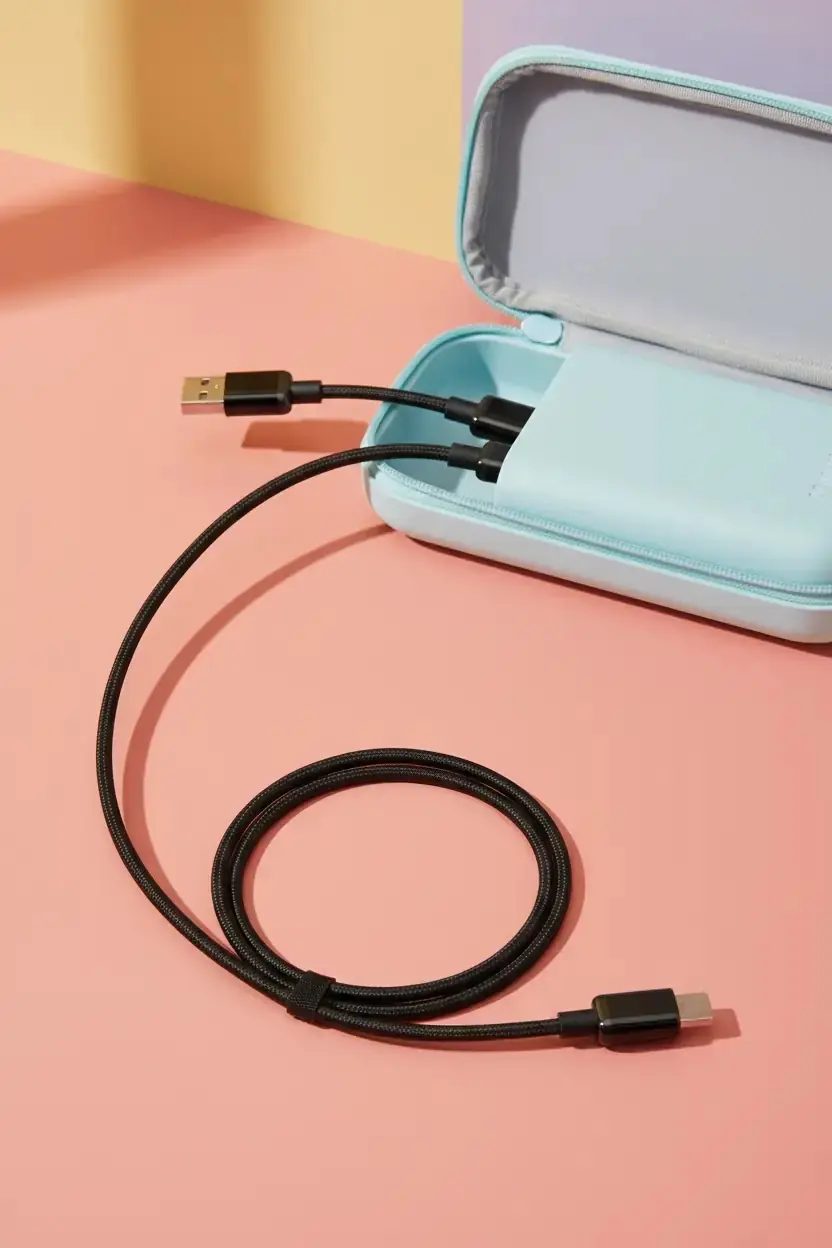 Miniso Lisanslı Macaron Serisi 8-PIN Hızlı Şarj Veri Kablosu – 2,4A Siyah