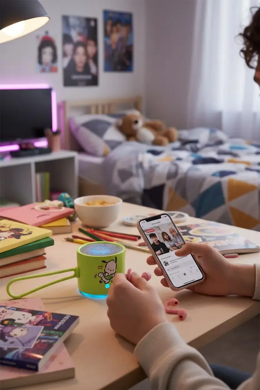 Sanrio Lisanslı Pochacco Taşınabilir Metal Kablosuz Hoparlör