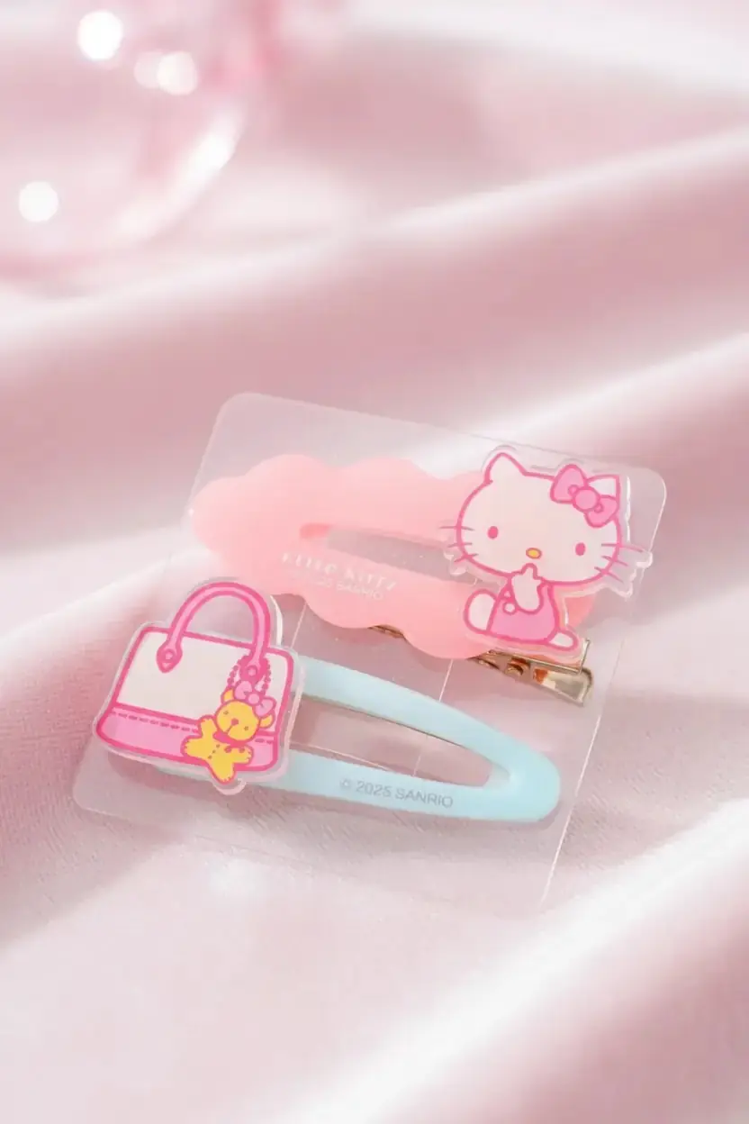 Sanrio Lisanslı Hello Kitty Figürlü Saç Klipsi 11,5 Cm – 2 Adet Sevimli Renkli Tasarım